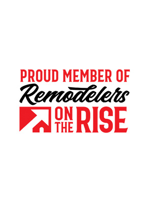Logo with red and black text stating "Proud Member of Remodelers on the Rise" logo