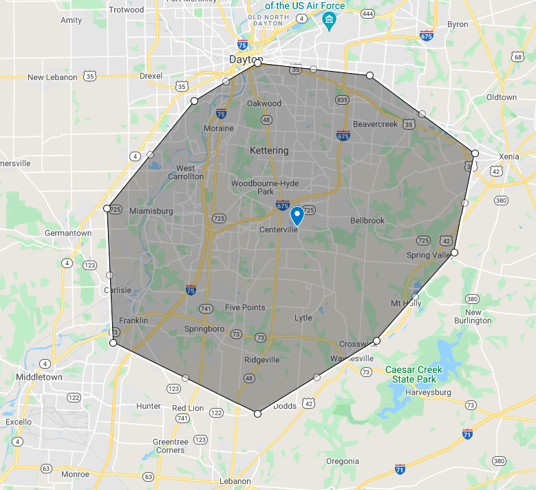 Zengel Group Service area map for Dayton, Ohio