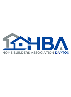 Logo featuring the text "HBA Home Builders Association Dayton" with stylized house icons.