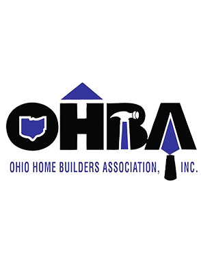 Logo of the Ohio Home Builders Association, Inc., featuring the acronym "OHBA" with house and tool icons integrated into the letters.