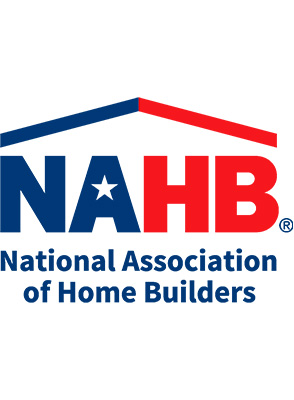 NAHB logo with a blue and red color scheme, featuring a stylized roof above the letters, accompanied by the text "National Association of Home Builders.