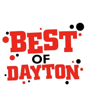 Stylized text reading "Best of Dayton" with red and black dots around.