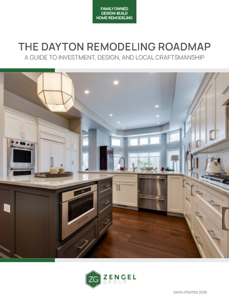 Cover showing a kitchen remodel for a Home Remodeling Cost Guide for Dayton, Ohio by the Zengel Group